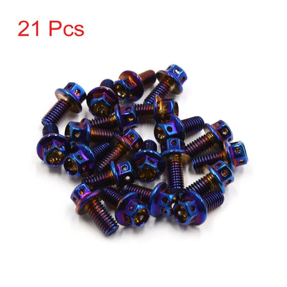 21pcs Titanium Coated Motorcycle Hex Bolts M6x10mm for Motorcycle