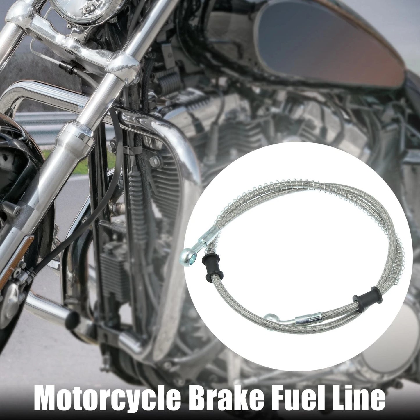 100cm 39.37in 10mm Braided Brake Clutch Oil Hoses for Motorcycle Silver Tone