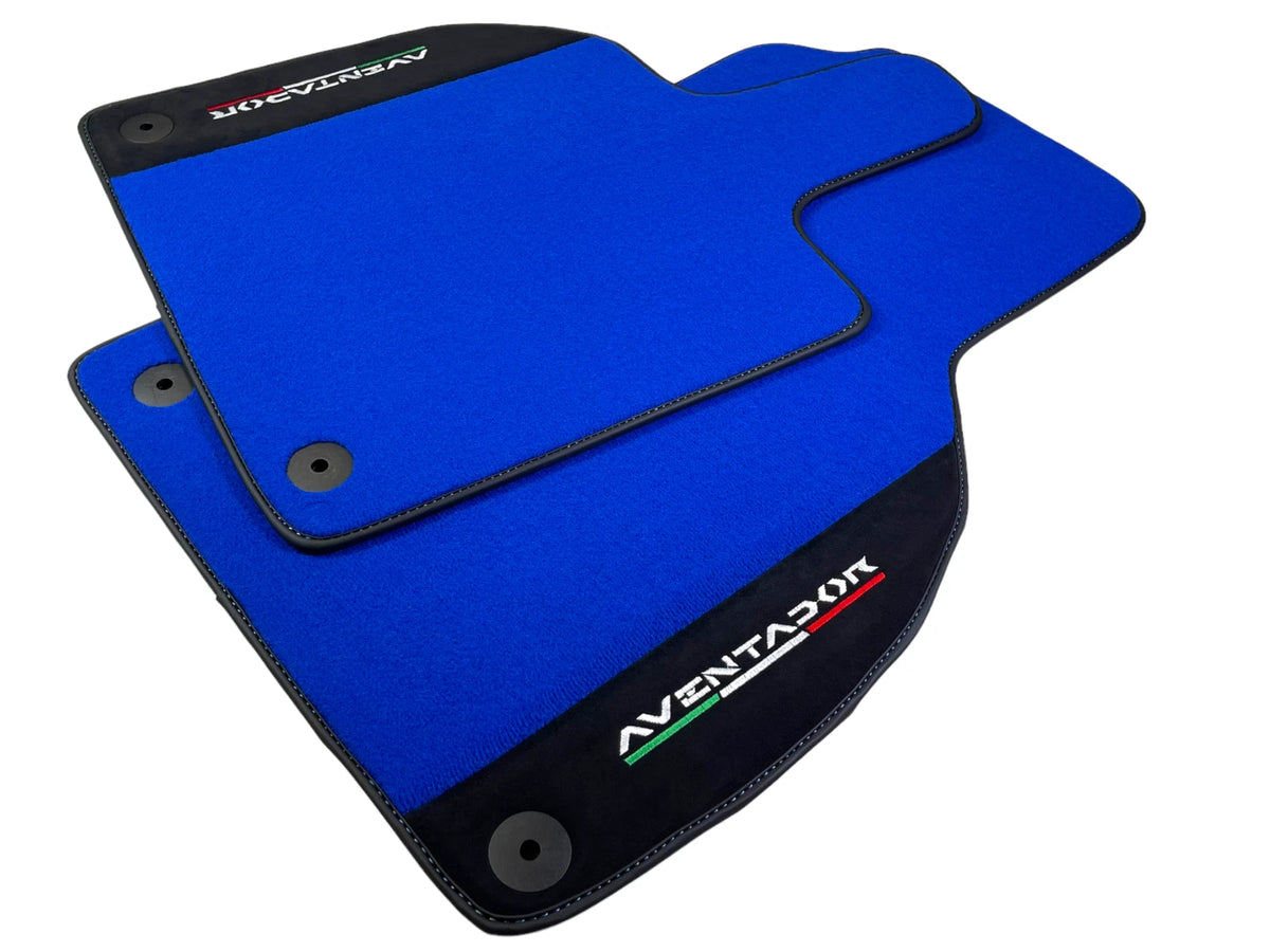 Blue Floor Mats for Lamborghini Aventador 2012-2022 with Alcantara Leather