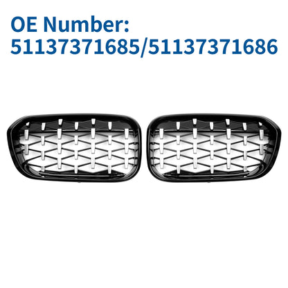 Front Upper Bumper Grille for BMW 1 Series (2012-2019) - Chrome Silver Tone
