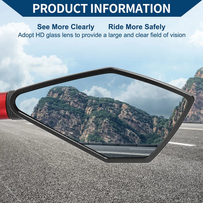 M8/M10 2x Motorcycle Rear View Mirrors Prismatic Shape Black Aluminum for Bike