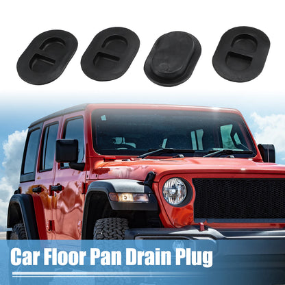 Floor Pan Drain Plugs for Jeep Wrangler JK JL 2014-2023 Rubber Oval 4 x Plugs