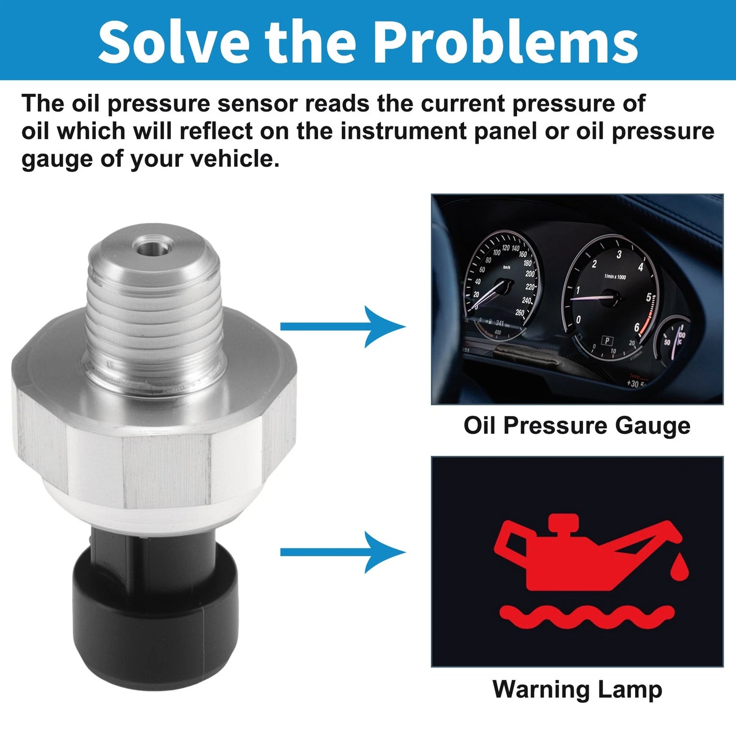 1 Pcs Engine Oil Pressure Sensor for Buick LeSabre (2000–2005)