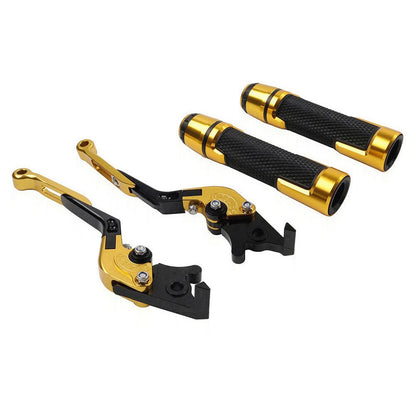 Gold Brake Clutch Levers & Handlebar Grips Set for Yamaha MT-15 XSR155 XTZ125