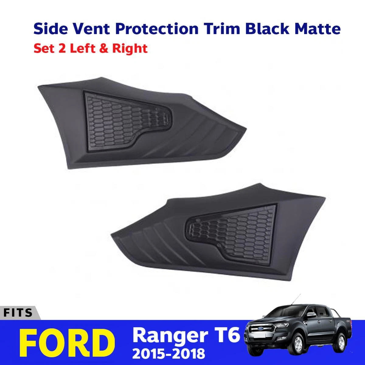 Side Vent Trim Cover Protection Black Pair Fits Ranger T6 Pickup UTE 2018-20 D06