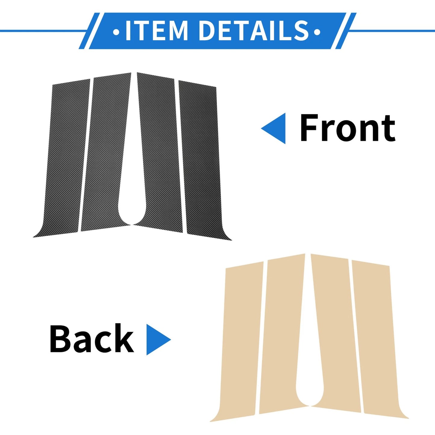4 Pcs Door Pillar Window Trim for Peugeot 301 (2014-2019) Carbon Fiber Black