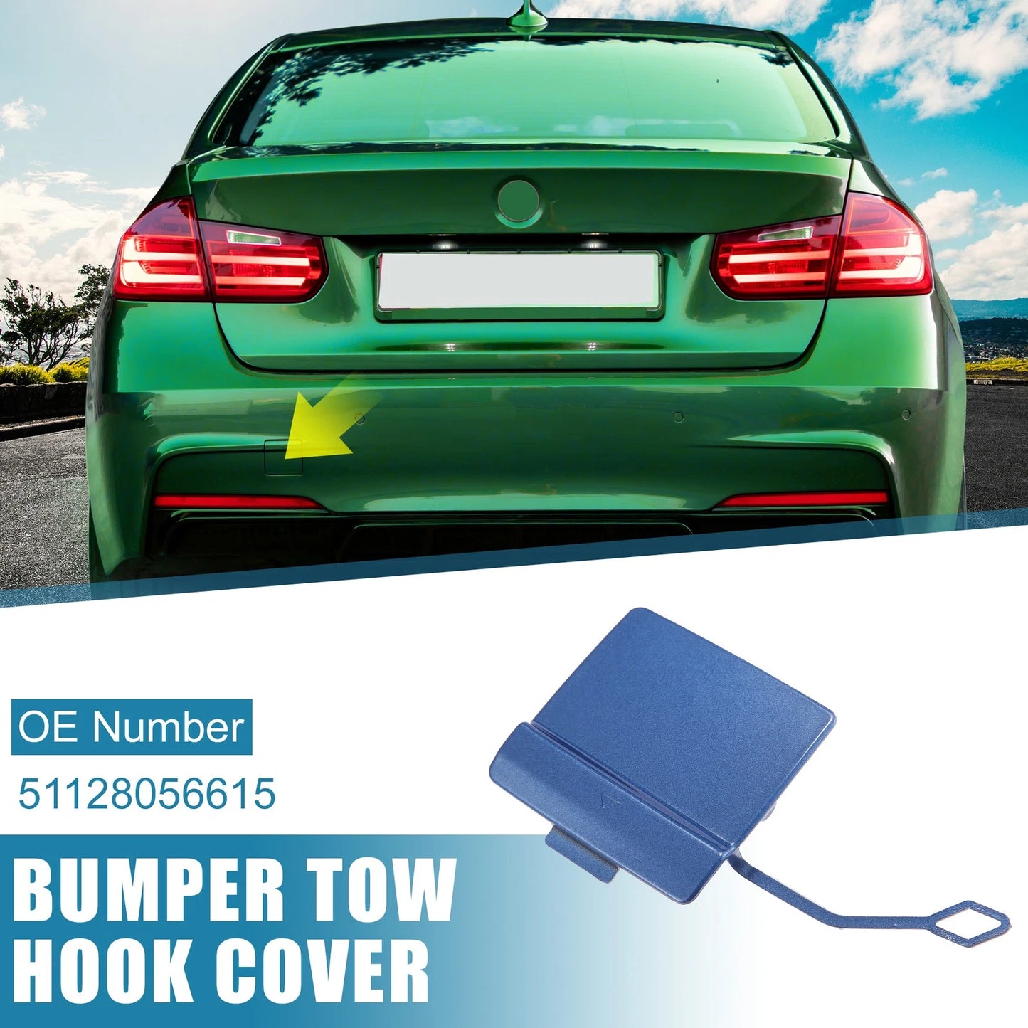 Rear Bumper Tow Hook Cover Cap for BMW 3 Series (2013-2018) - Blue