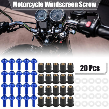 20pcs M5 5mm Windscreen Screws Fairing Windscreen Bolts Blue for Make Model