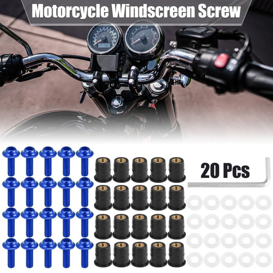 20pcs M5 5mm Windscreen Screws Fairing Windscreen Bolts Blue for Make Model