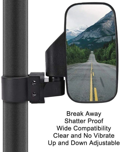 UTV Rear View Side Mirrors 1.75" 2" Roll Bar for Polaris Ranger RZR, Yamaha