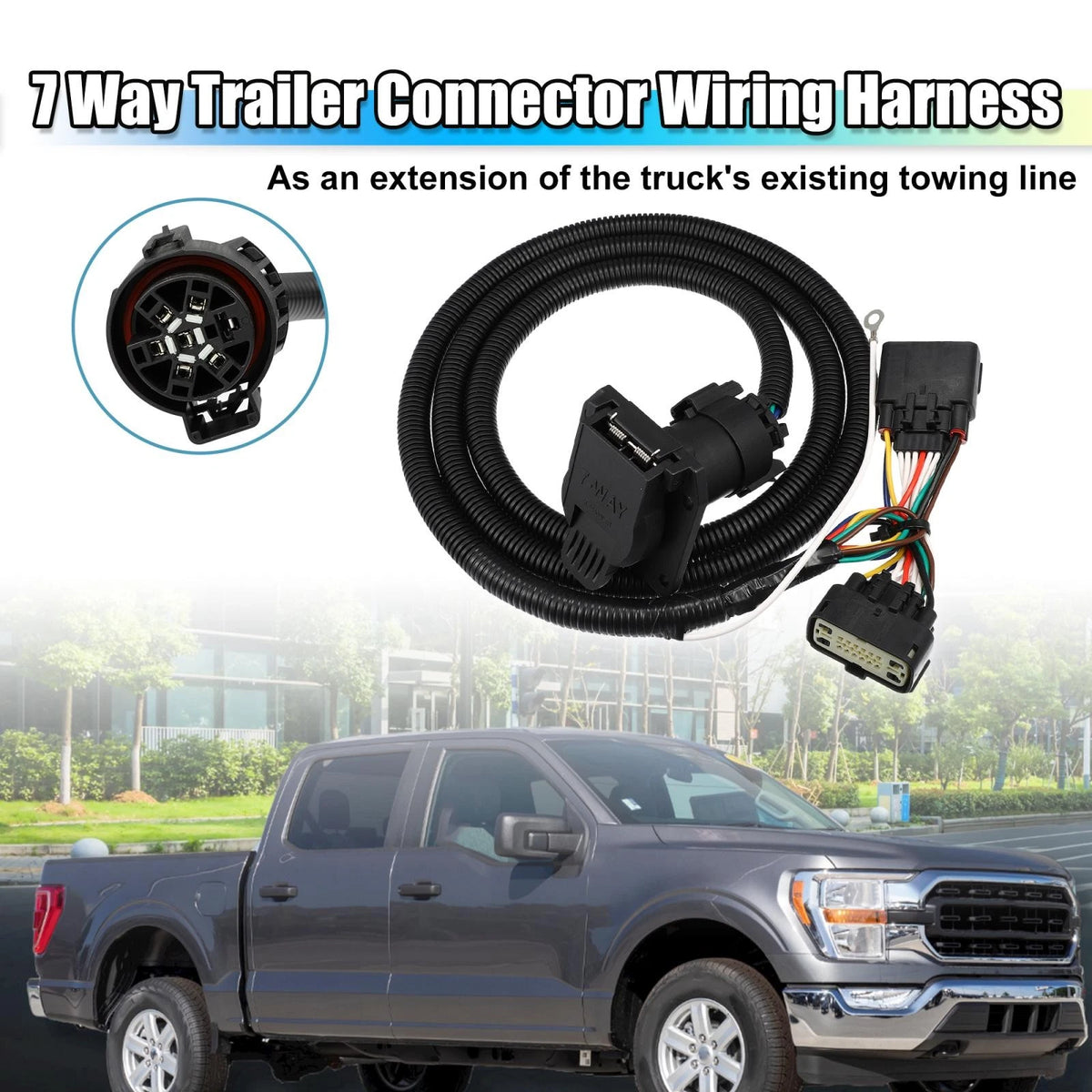7 Pin Trailer Wiring Connector Harness for Ford F-150 (2015-2020)