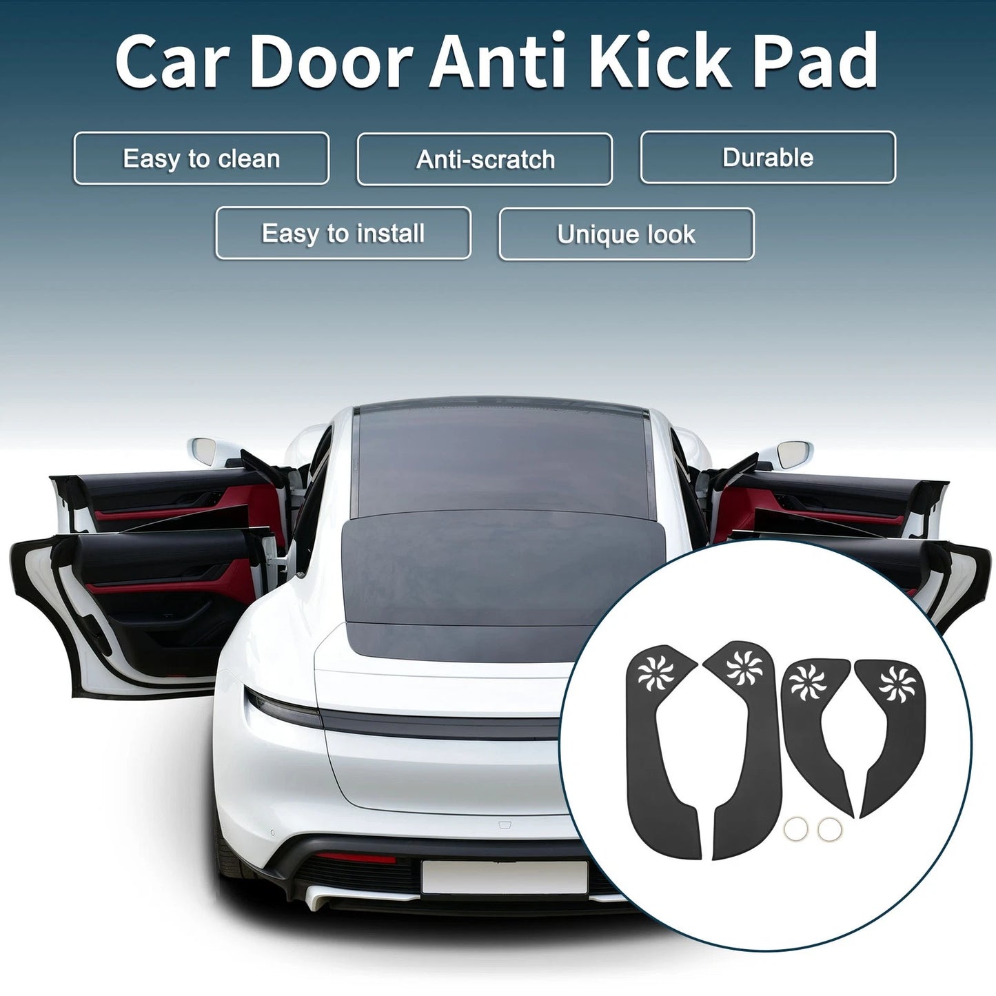 Kia Rio Door Anti Kick Pad Sticker Protector Black 2011-2015 1 Set