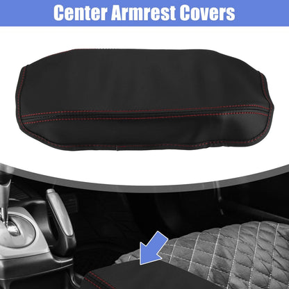 Microfiber Leather Armrest Cover Pad for Honda Civic (2006-2011) Black/Red
