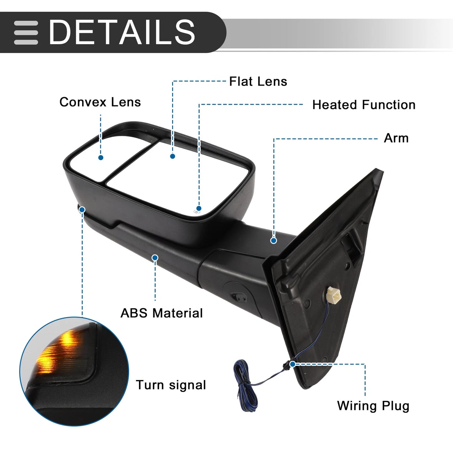 Tow Mirrors 1 x Dodge Ram 1500 Turn Signal Lights (2002-2008)