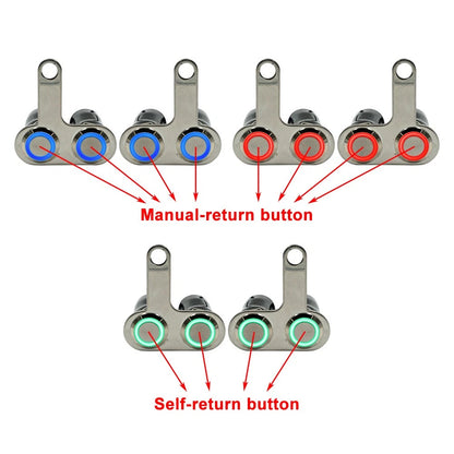 LED Switch Handlebar Adjustable Mount for Universal Motorcycles - Waterproof RED