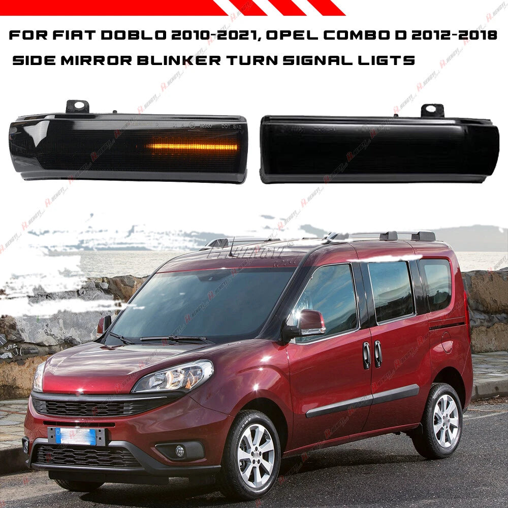 Smoked Dynamic Turn Signal Mirror Lights for Fiat Doblo Type 263 (2010–2021)