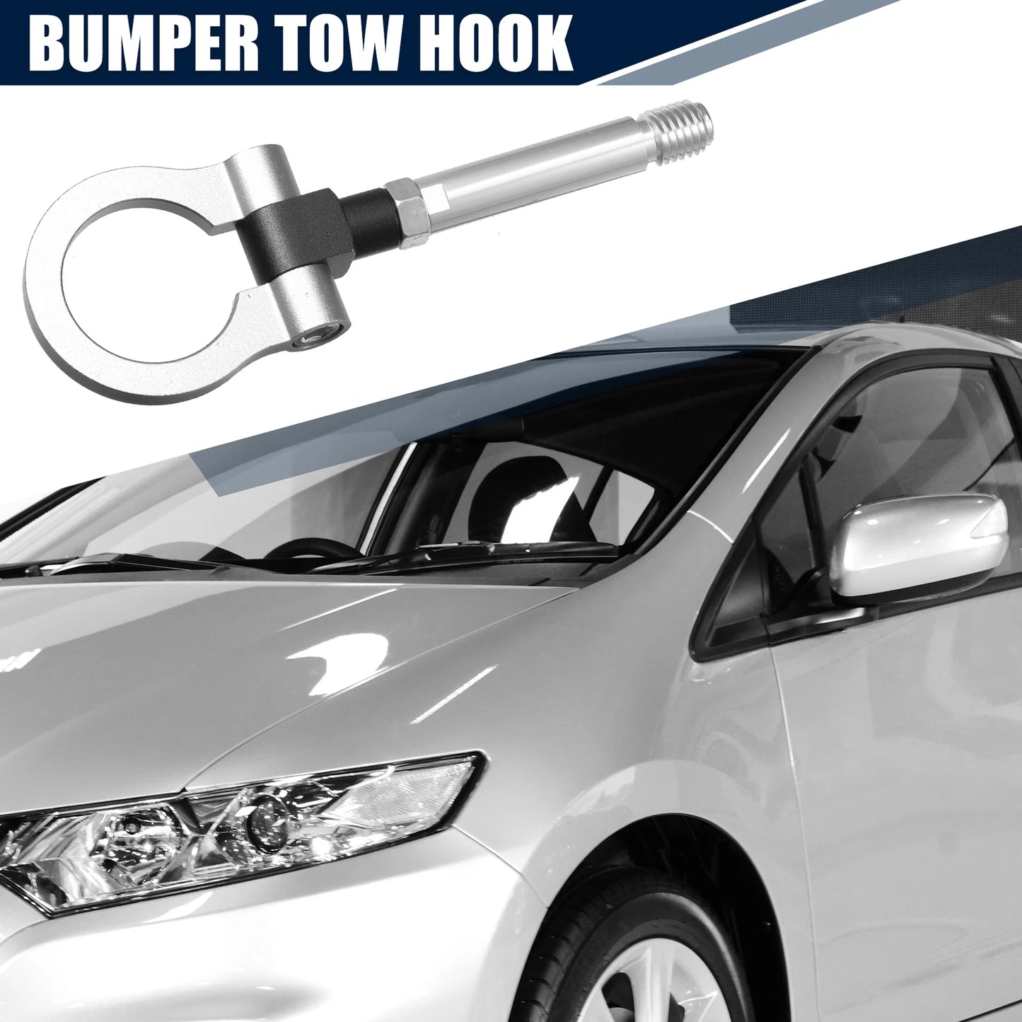 Silver Tone Round Bumper Trailer Ring Eye Towing for Honda Fit (2009-2013)
