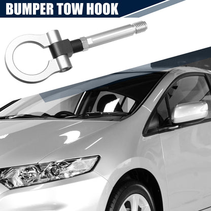 Silver Tone Round Bumper Trailer Ring Eye Towing for Honda Fit (2009-2013)