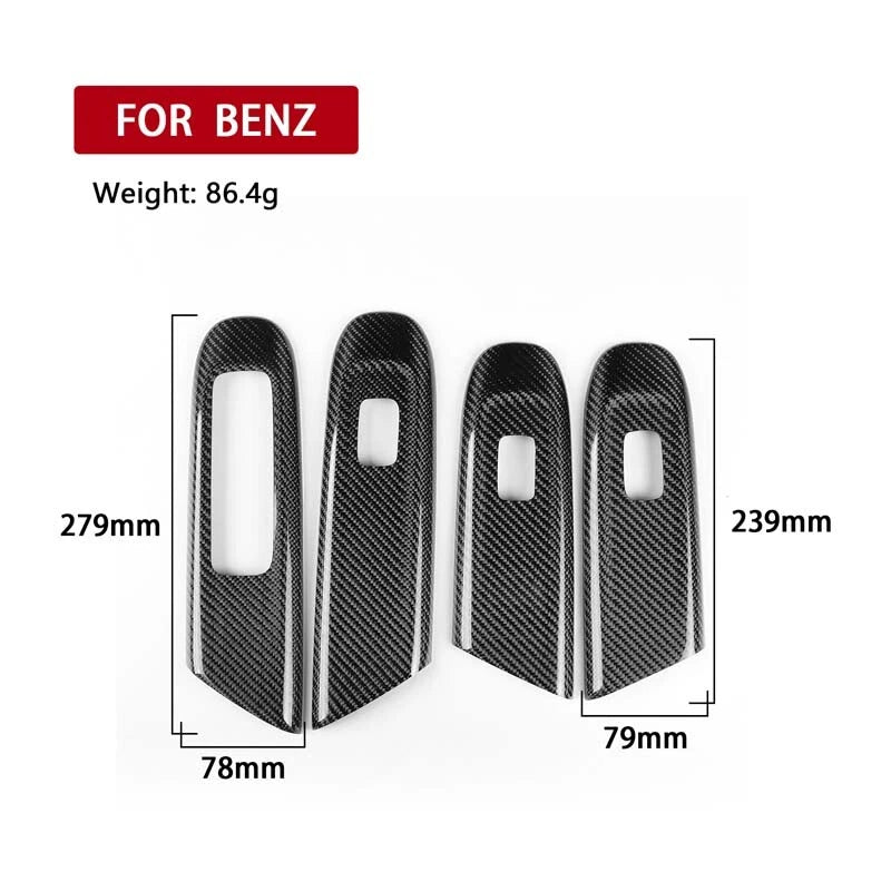 Real Carbon Fiber Window Lift Panel Cover Trim for Benz C-Class W206 2022-2023