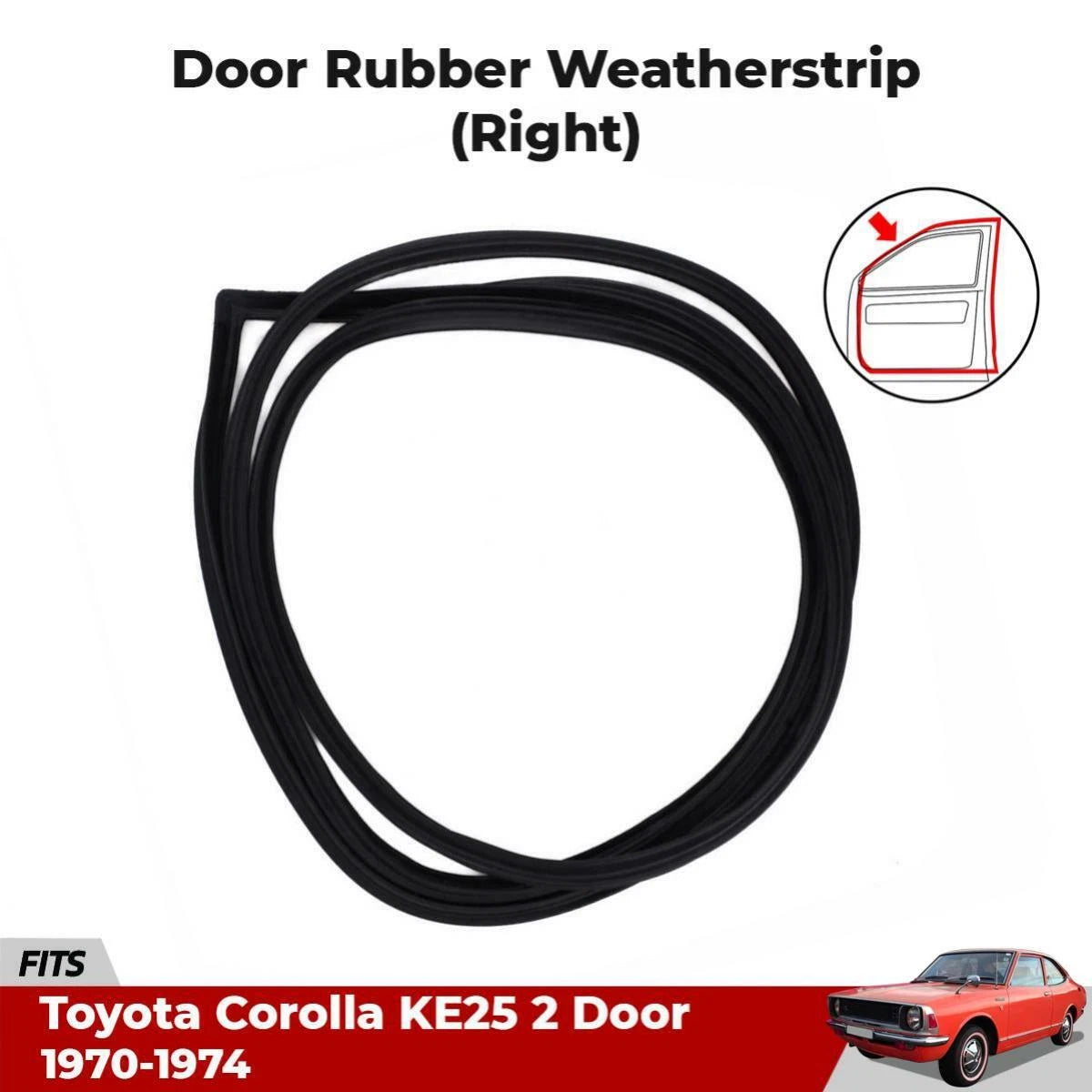 Door Glass Seals Rubber Strips Front RH Fits Toyota Corolla KE25 2-Door 1970-74