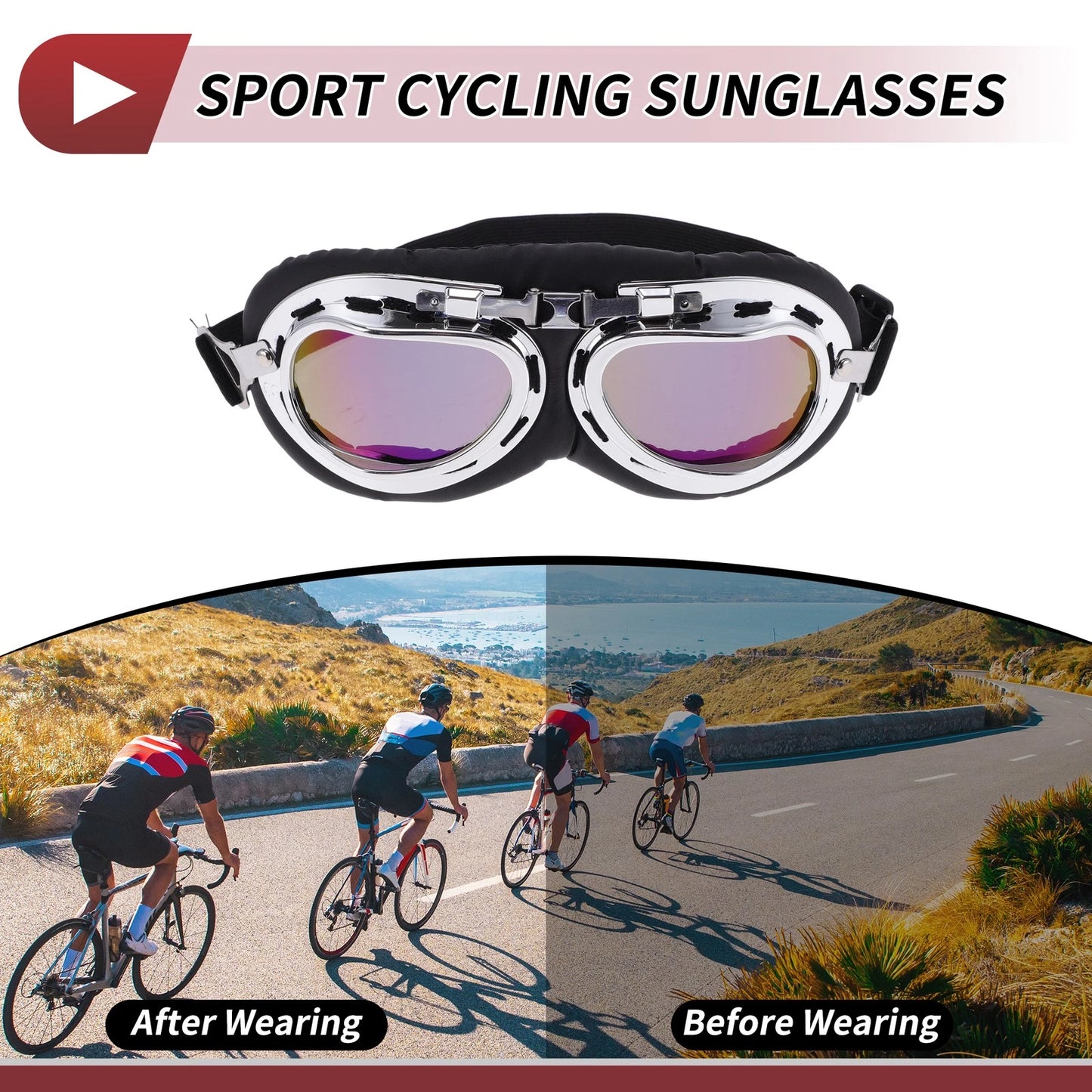 Goggles / 1 x Motorcycle Riding Goggles Multicolour Lens Black Frame for Motorcycle