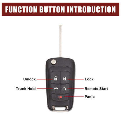 Shell Case 5-Key Fob Replacement for Chevrolet Camaro Key Button Black