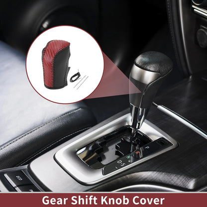 Red Faux Leather Gear Shift Knob Cover for Honda Fit (2021-2023)