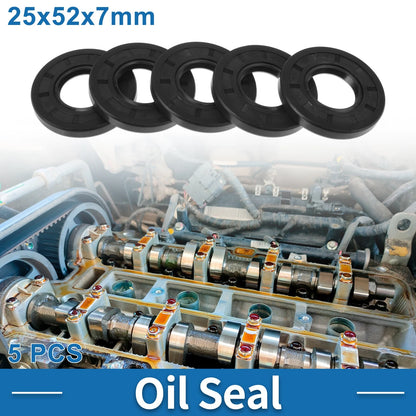 Oil Seal / 25x52x7mm / Rotary Shaft Seal Nitrile Rubber Black 5 Pcs