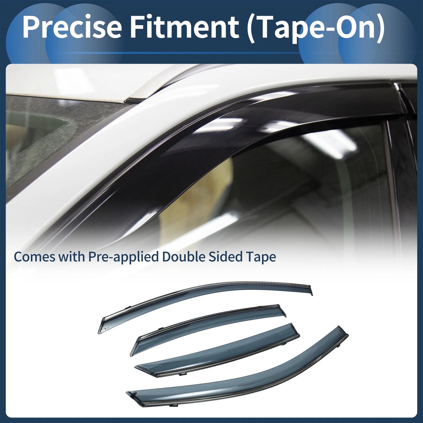 Window Deflectors 1 Set for Toyota Avalon (2019-2022) Side Vent Visor Black
