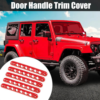 5 x Red Door Handle Insert Trim Covers for Jeep Wrangler JK (2007-2018)