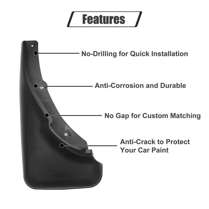 Mud Flaps Splash Guards for Toyota Corolla E90 Wagon Black 1 Set (2007-2013)