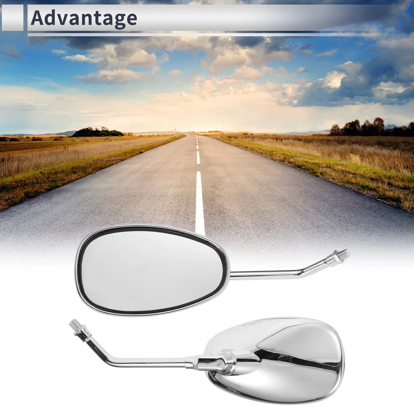 M10 Rear View Mirror for Motorcycle Handlebar Chrome Silver Tone Iron