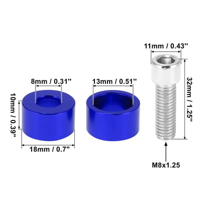 9 x M8x1.25 Exhaust Header Washers Bolts Blue for Honda Acura