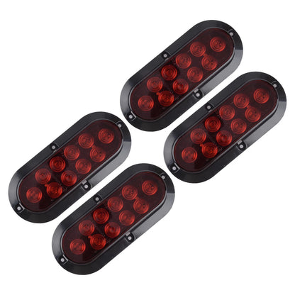 4pc Oval Red LED Trailer Lights for Truck (Sealed Stop Turn Tail)