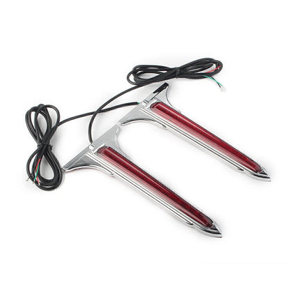 2 x Chrome LED Rear Saddlebag Accent Lights with Red Lens for Harley Touring