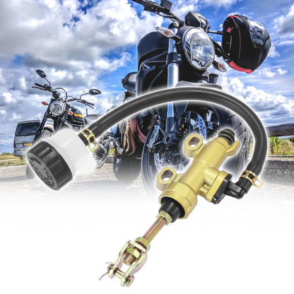 Rear Brake Master Cylinder Pump w/ Reservoir for Motorcycle Dirt Bike Gold Tone