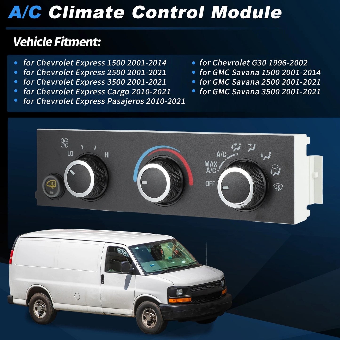 A/C Heater Climate Control Module Panel for Chevrolet Express 2500 3500