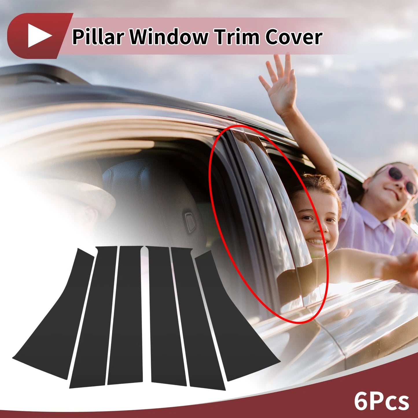 Door Pillar Window Trim for Nissan Versa Note 2014-2019 Black  Left Right