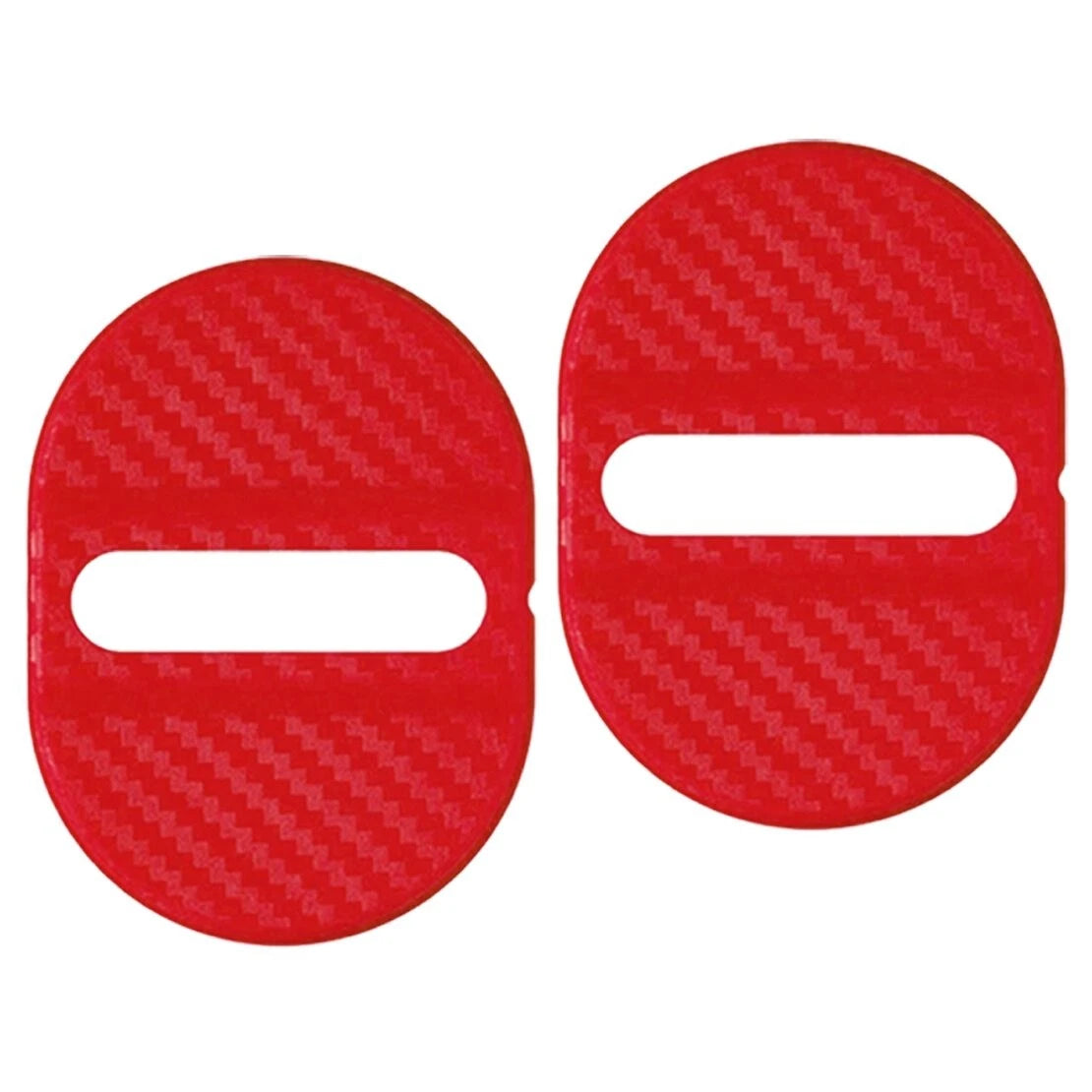 4 x Universal Red Carbon Fiber Door Lock Protector Covers