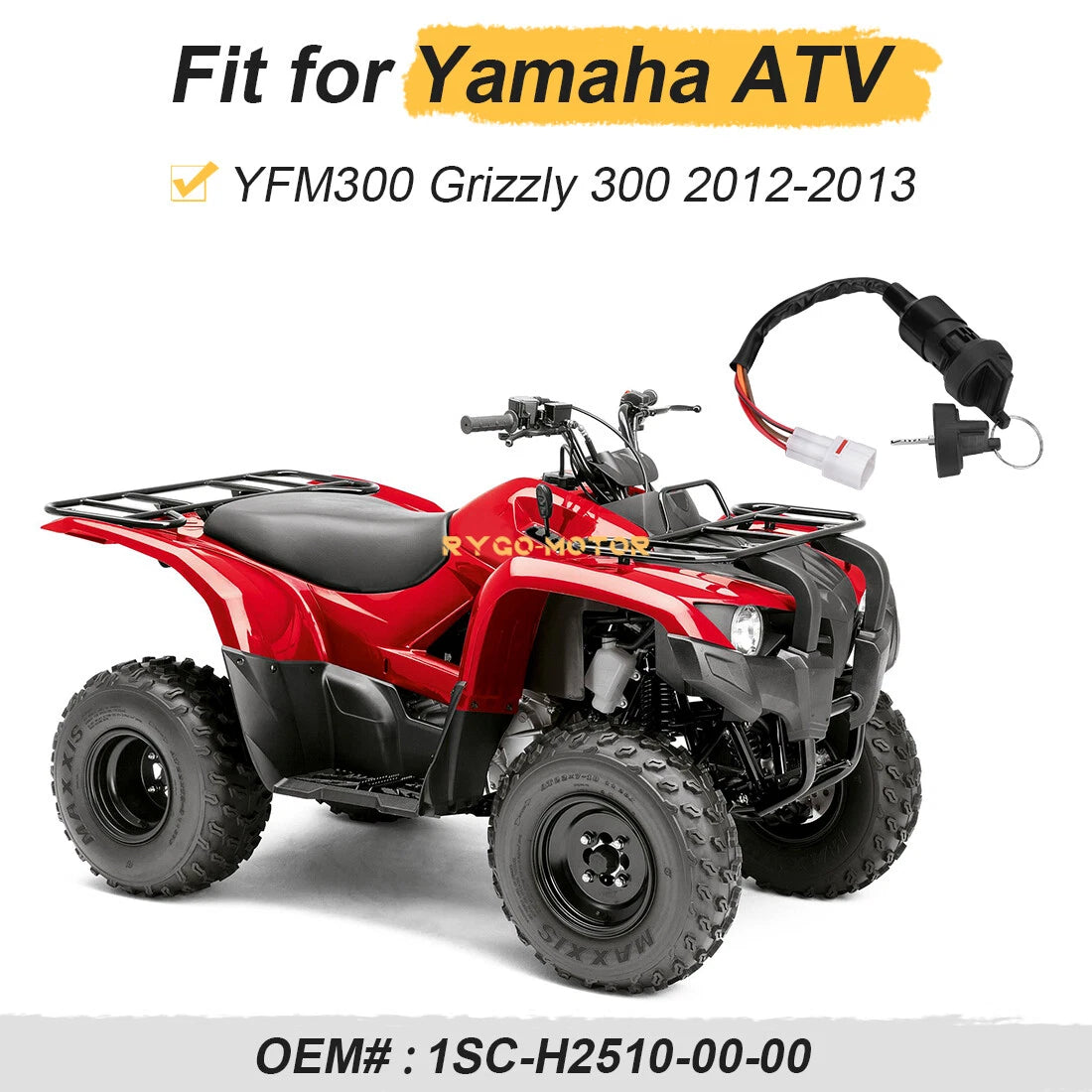 Ignition Key Switch for Yamaha YFM300G Grizzly (2012–2013)