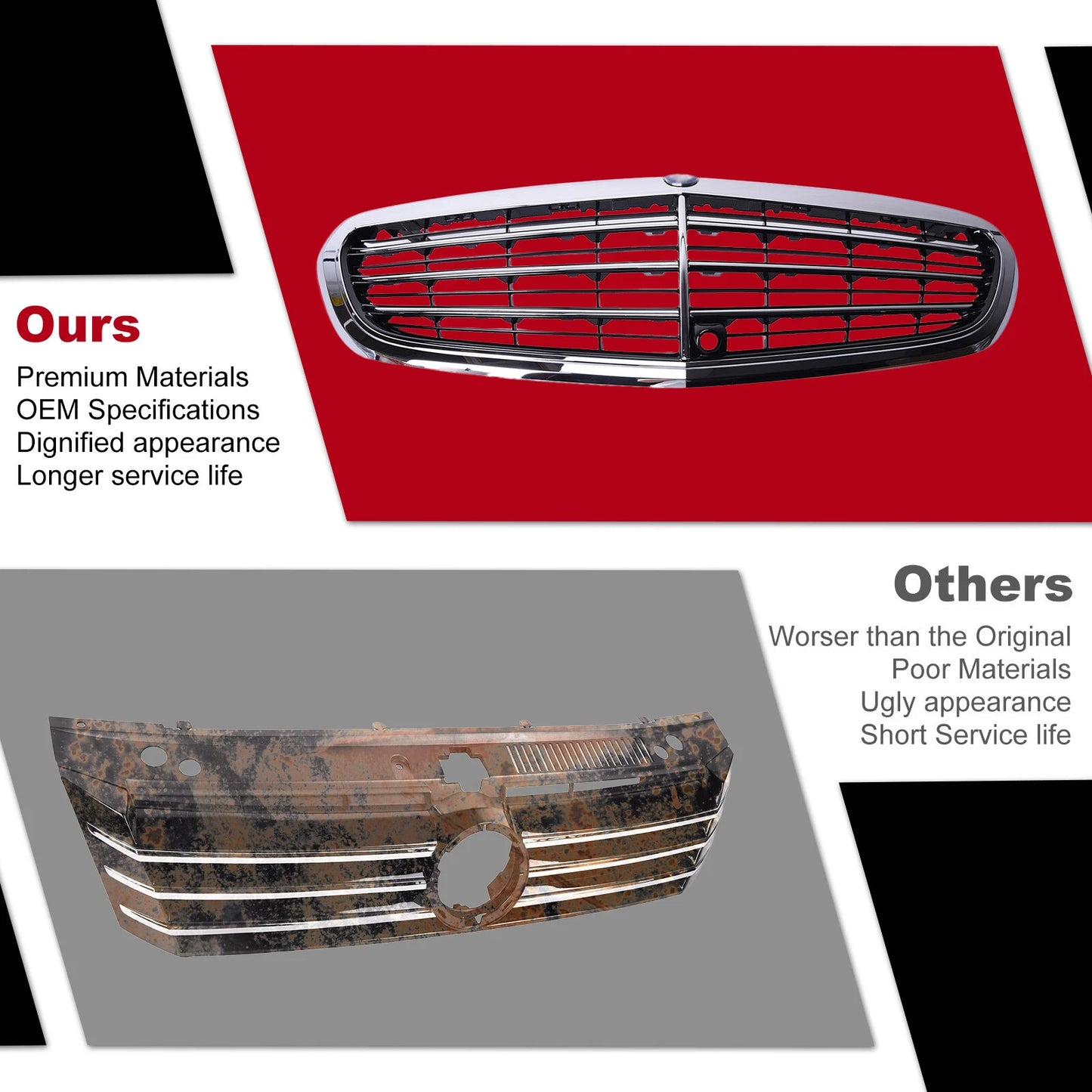 Front Bumper Grille for Mercedes E200 E250 E300 E350 E500 (2010-2016)
