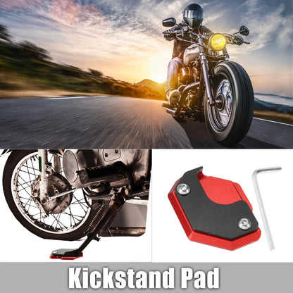 Set Aluminum Alloy Motorcycle Kickstand Pad for Honda with Wrench Black Red