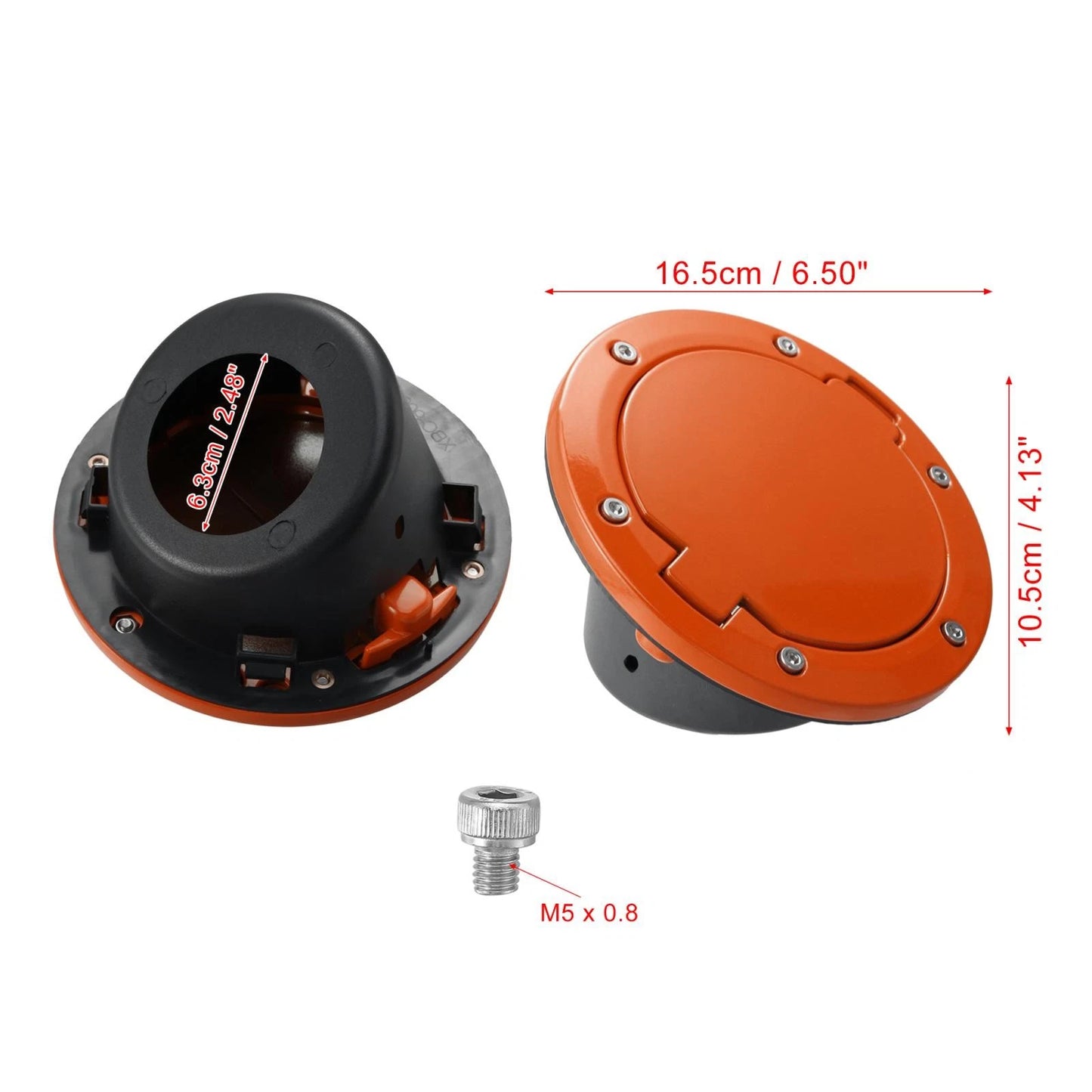 Orange Aluminum Alloy ABS Gas Fuel Tank Cap Cover for Jeep Wrangler (2007-2017)