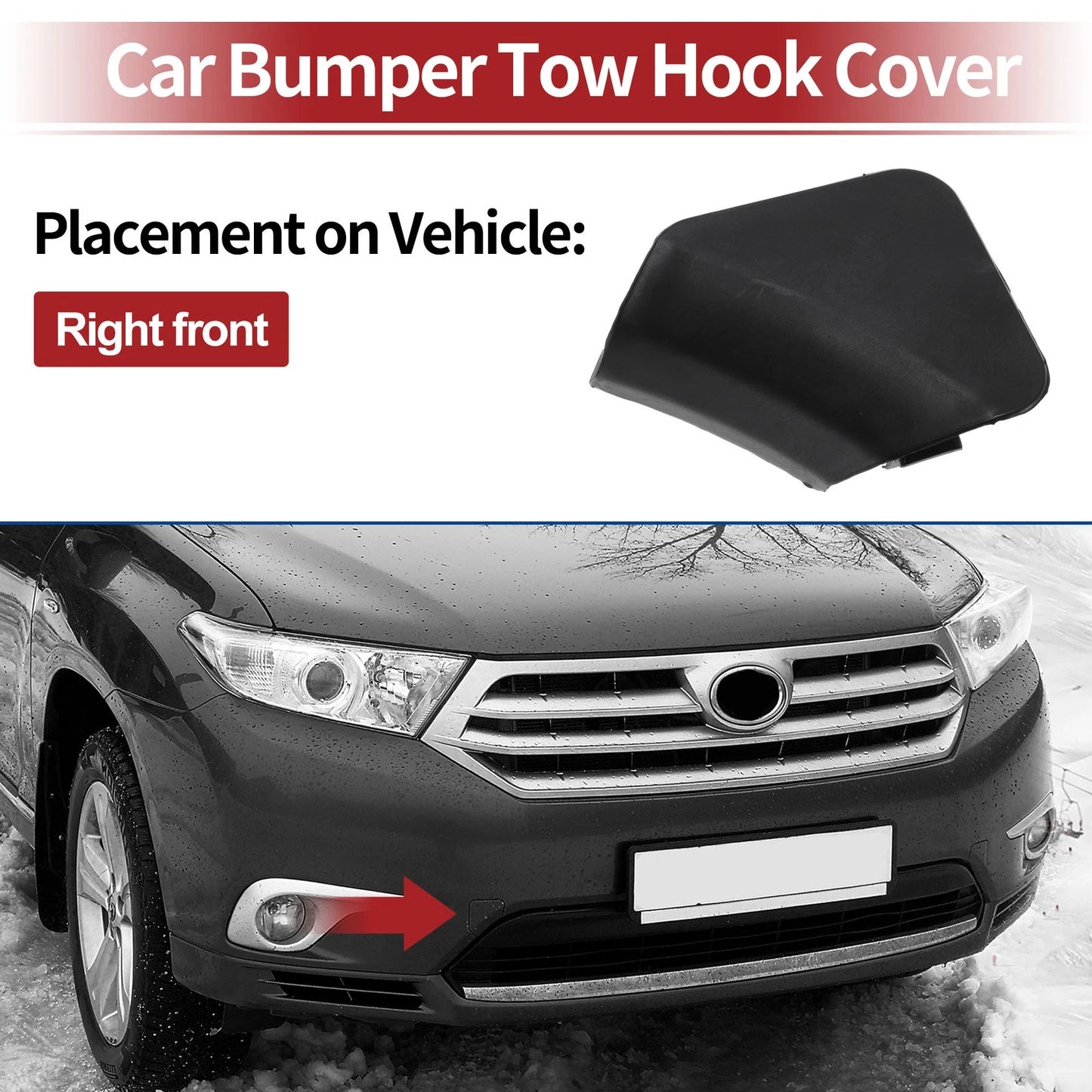 Right Front Tow Hook Cover Cap for Toyota Highlander (2001-2023)