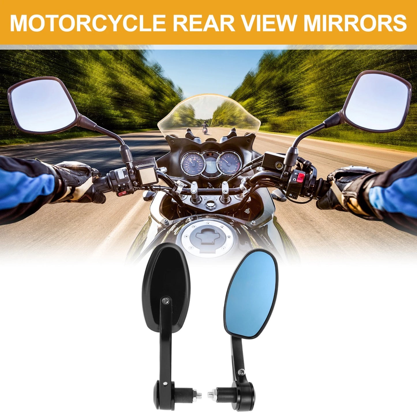 1set M8 Rear View Mirror Handlebar Mirror Black Aluminum for Motorcycle