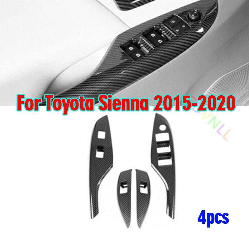 Carbon Fiber Window Lift Panel Switch Cover Trim for Toyota Sienna (2015–2020)