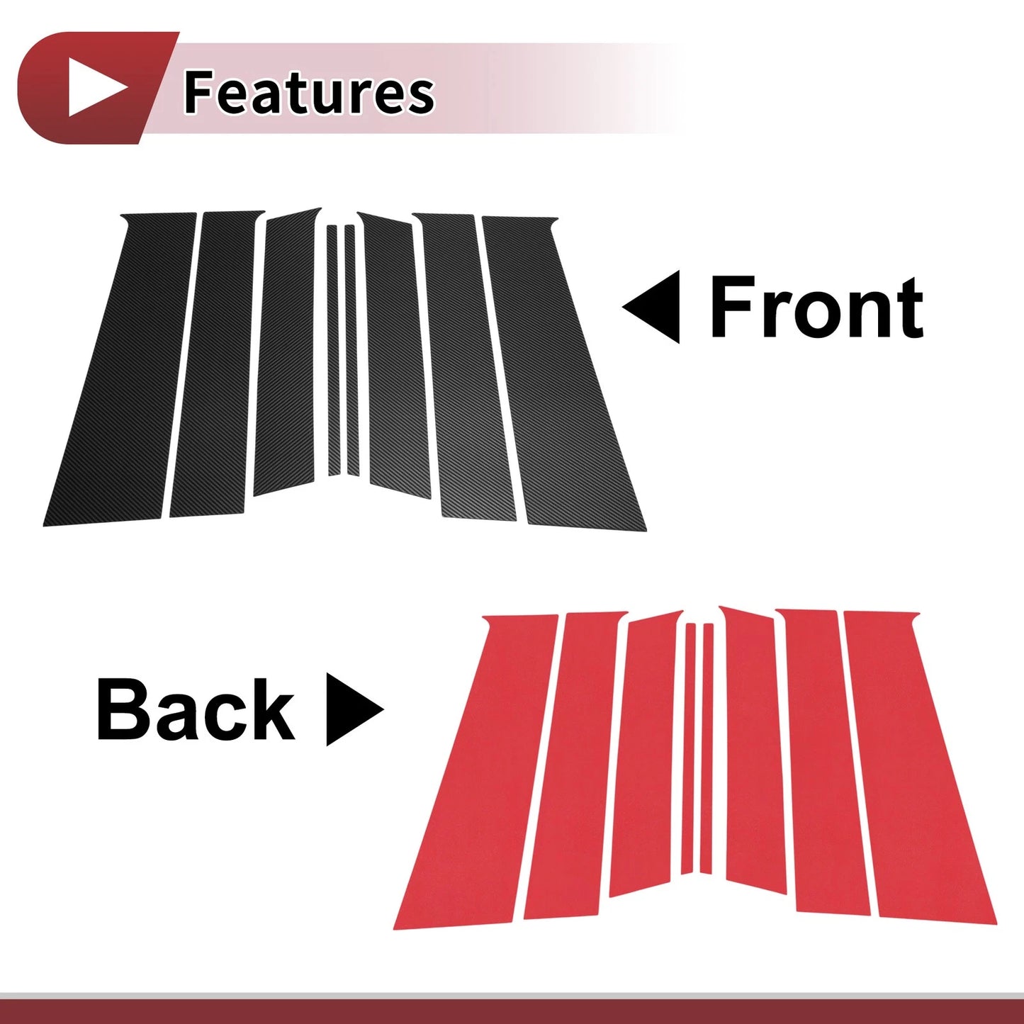 Door Pillar Window Trim for Nissan Terra/Xterra 2018-2022 Black Carbon Fiber