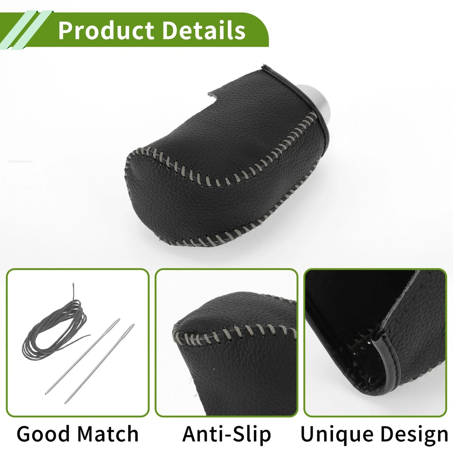 Mazda 3 Gear Shift Knob Cover 2014-2018 Pebbled Black Grey Faux Leather
