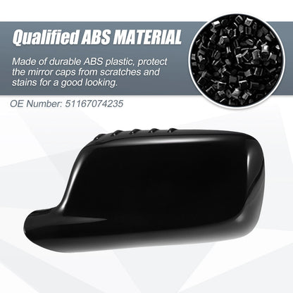 Left Side Mirror Cover Cap Gloss Black for BMW 3 Series, 7 Series (2000-2006)