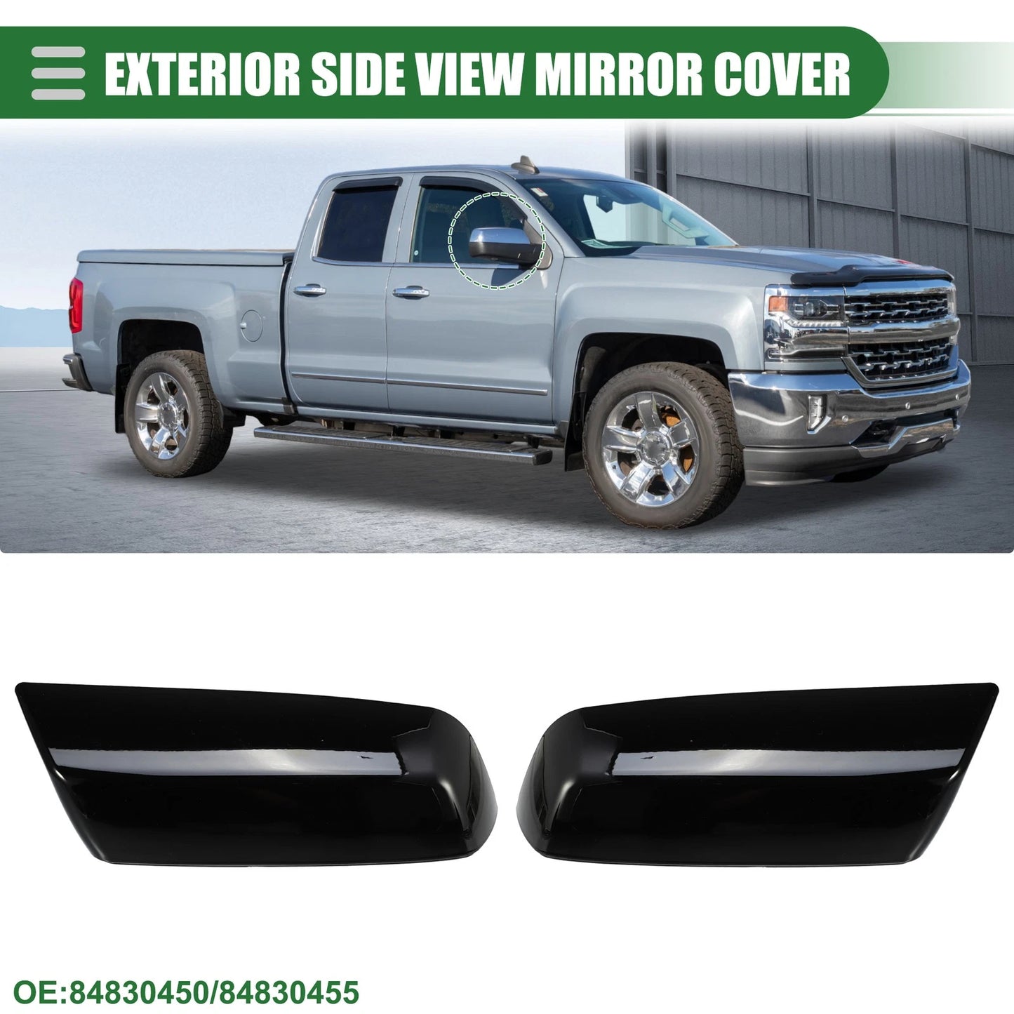 1 x Rearview Mirror Cover for Chevrolet Silverado 1500 Gloss Black (2014-2019)